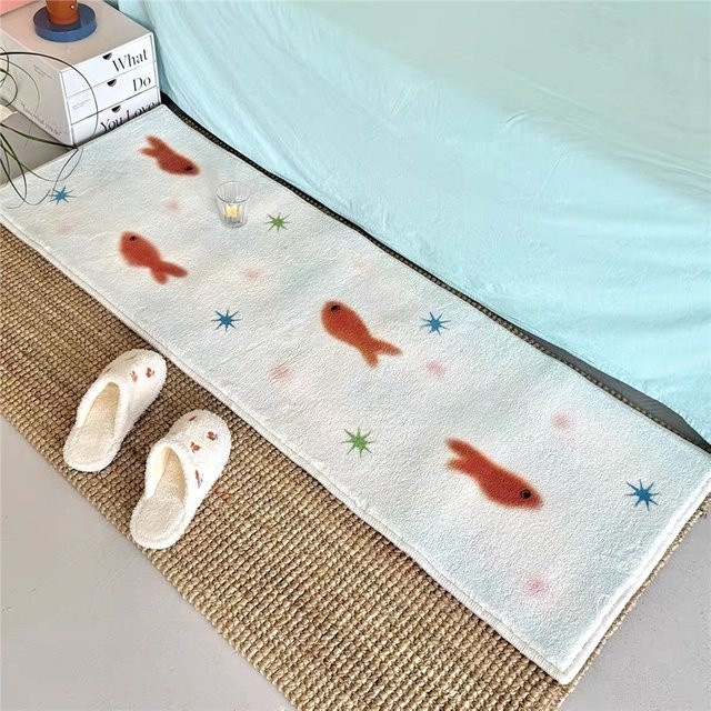 VIKAMA Kirschfisch-Teppich rutschfest und wärmend für Schlafzimmer oder Flur, Polyester, Breite: 120 cm - Bild 1