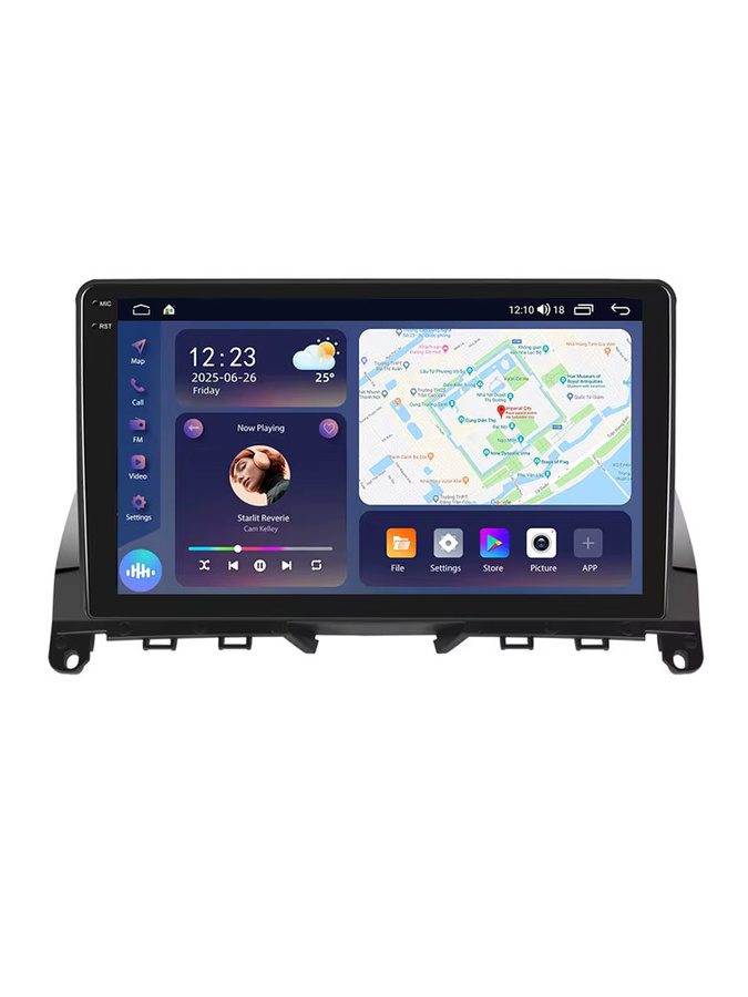 Podofo 9-Zoll Android Auto Multimedia-Player für Mercedes-Benz C-Klasse W204 S204 2007-2010 mit CarPlay, GPS und WIFI in Schwarz - Bild 6