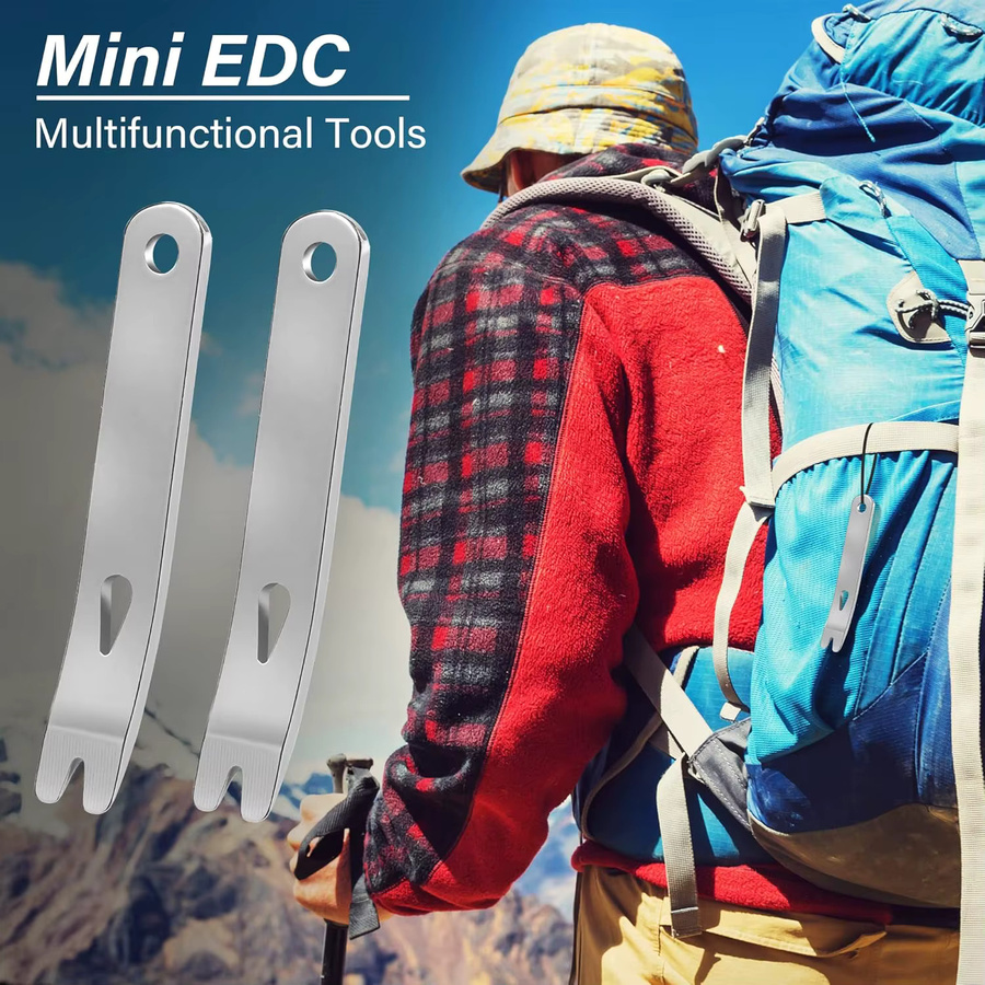 Multifunktions EDC Werkzeug aus Edelstahl in Silber als Mini Stemmeisen und Brecheisen - Bild 3