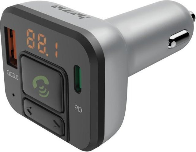 Hama FM-Transmitter mit Bluetooth und Freisprechfunktion in Grau mit USB-A und USB-C - Bild 1