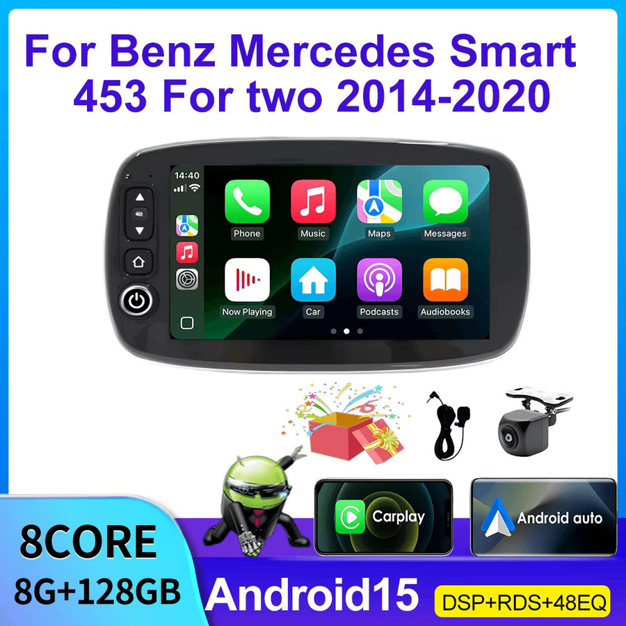 YaYp Multimedia Navigation GPS Autoradio mit 8 Zoll Bildschirm für Benz Smart 453 Fortwo 2014-2020 mit Android Auto und Carplay in Schwarz - Bild 3