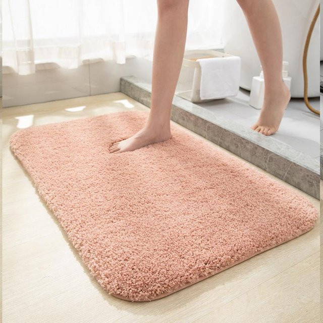 Rutschfeste und saugfähige Plüsch-Fußmatte von Yiran Furniture in Pink, B/B: 50 x 80 cm - Bild 1