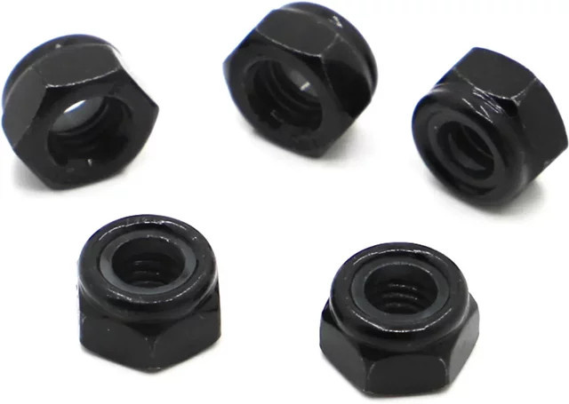 JIYUMAOYI Selbstsichernde Muttern DIN985 aus schwarzem Kohlenstoffstahl mit Nylon-Einlage, Sechskant-Sicherungsmuttern - Bild 1