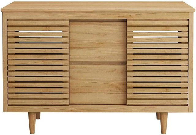 Waschbeckenunterschrank Toraja von Vente-unique aus Massivholz in Teak Naturfarben Hell Beige B: 120 cm, T: 55 cm, H: 80 cm - Bild 1