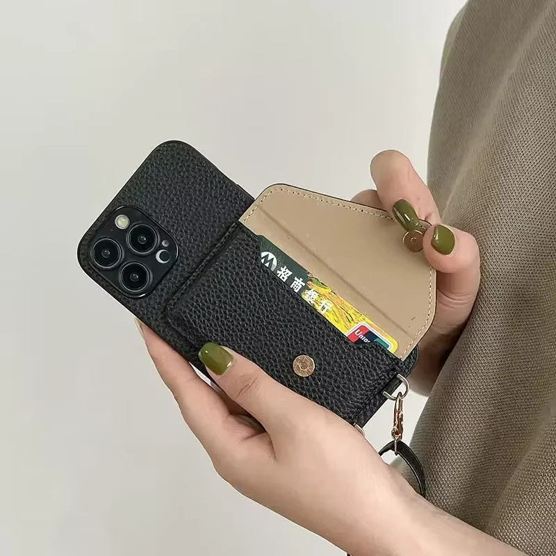 Leder Umhängetasche mit Kartenhalter und Geldbörse für iPhone in Pink - Bild 2