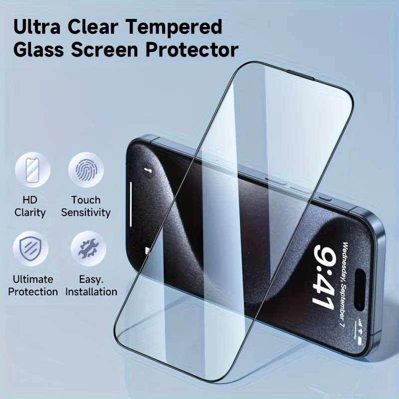 5er-Set Displayschutz aus gehärtetem Glas für Apple iPhone 17 Pro Max, iPhone 17 und iPhone Air 17 Pro, transparent, HD-Qualität - Bild 4