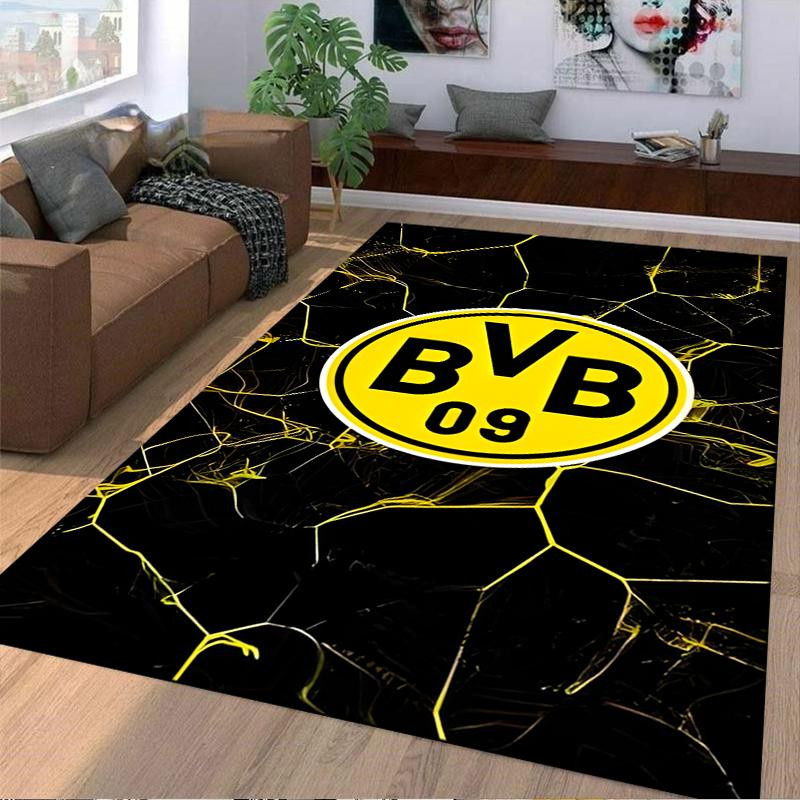 Haisilk Moon Teppich mit BVB 09 Fußball-Design in Schwarz-Gelb, Anti-Rutsch-Matte aus Polyester, B/B: 60 x 40 cm - Bild 2