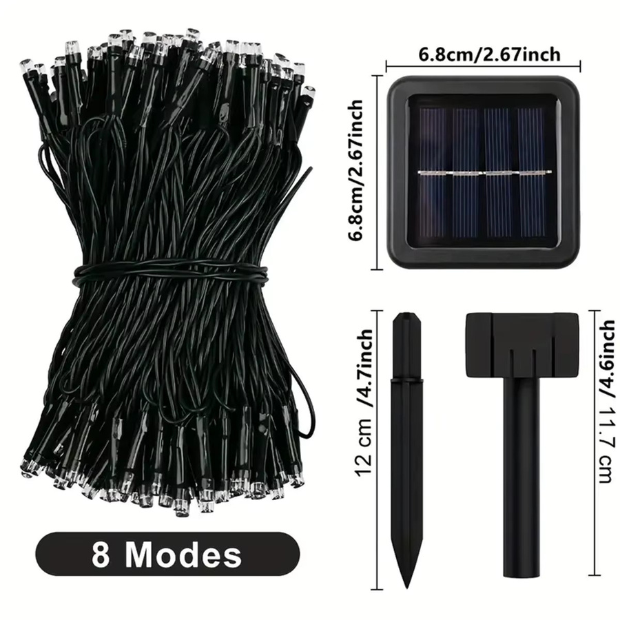 Peach Forest Solar LED Lichterkette RGB mit 8 Modi, wasserdicht, 12m Länge für Garten und Party-Dekoration - Bild 2