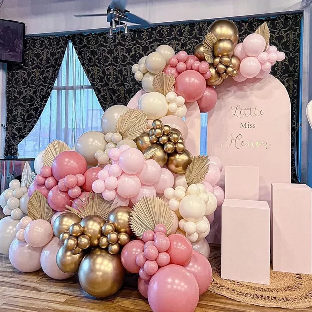 BALONAQ 104-teiliges Ballon-Girlanden-Set in Rosa und Weiß für Geburtstag, Hochzeit und Babyparty - Bild 1