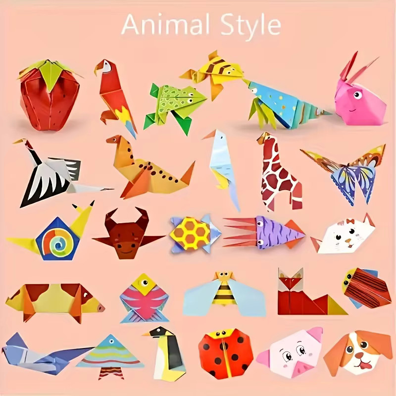 Buntes Origami-Set mit 54 Blatt doppelseitigem Bastelpapier und Anleitungsheft in Mehrfarbig - Bild 3