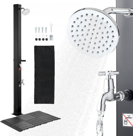 VEVOR Solardusche Schwarz mit 35L Wassertank und Bodenplatte für Garten und Pool, Höhe: 216 cm