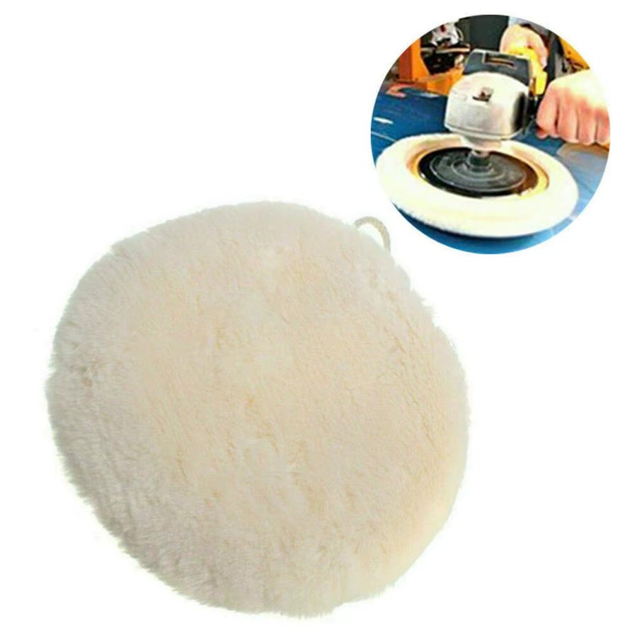 Vibratite 6er Set Lammwolle Polierpads für Auto und Möbel, Durchmesser: 15 cm, Farbe: Weiß - Bild 2