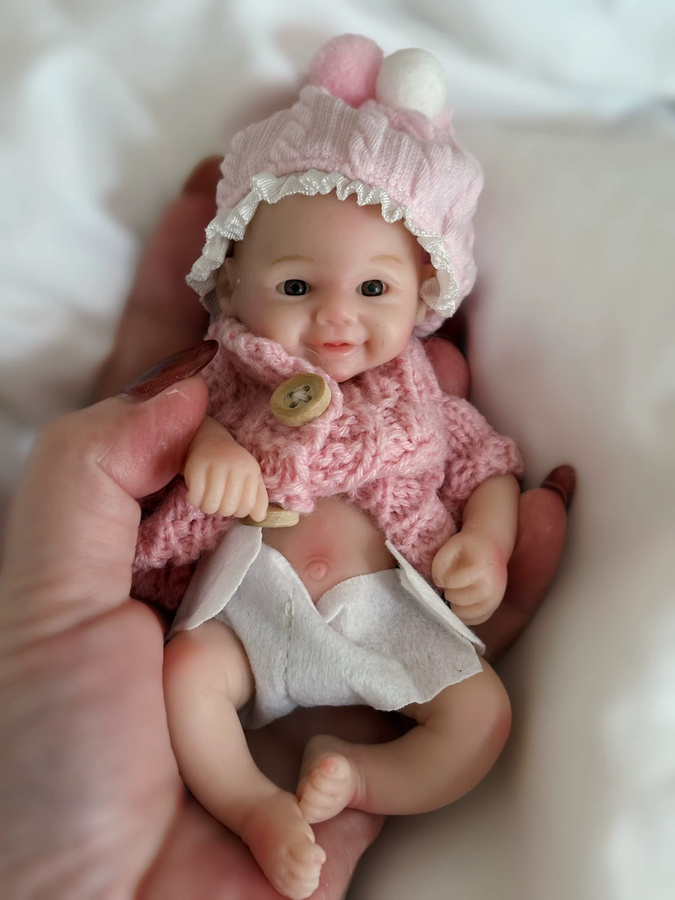 AnjoDoll Vivienne-Reborn-Puppe, Silikon, Rosa / Pink, 6 Zoll - Bild 3
