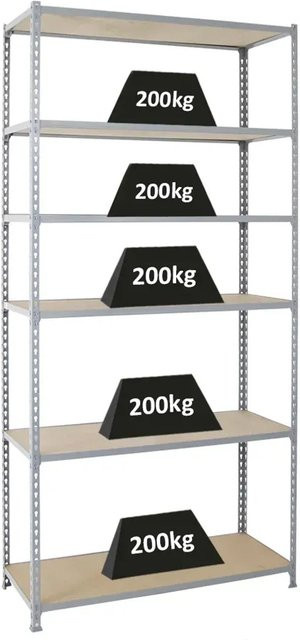 PROREGAL Schwerlastregal Giant Muli mit 6 Fachböden, Grau, H x B x T: 250 x 110 x 50 cm - Bild 1