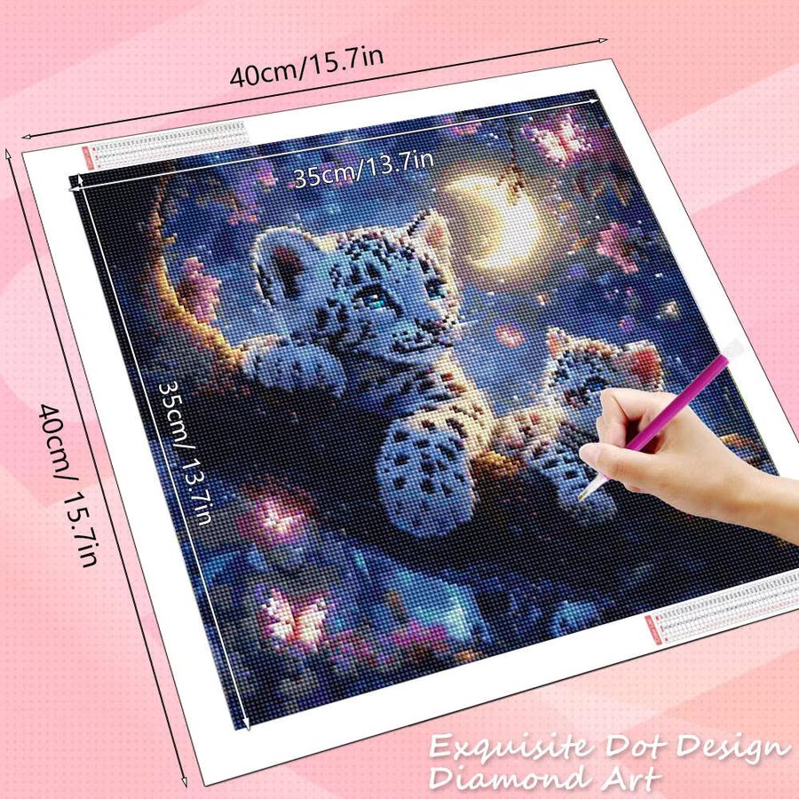 HUACAN Diamantmalerei Tier-Mosaik Set mit Leopard, Tiger und Katze in Multicolor als Full Round Kreuzstich Kit zur Wanddekoration - Bild 2