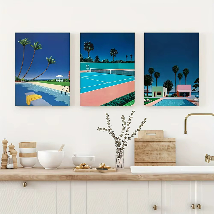 Potdemiel 3-teiliges Leinwandkunst-Set Hiroshi Nagai Wal Motiv, Mehrfarbig, Rahmenlose Wandkunst für dein Wohnzimmer - Bild 3