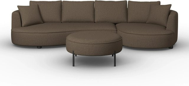 Bessagi Home Wohnlandschaft Nilas in Braun mit Hocker, modernes Design mit Stoffbezug und Massivholzrahmen, B: 322 cm, H: 65 cm, T: 154 cm - Bild 1