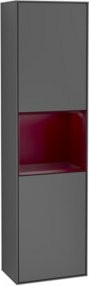 V&B Hochschrank Finion Wandbeleuchtung mit LED-Beleuchtung und Glastüren in Anthrazit, B/T/H: 41,8 x 15,0 x 151,6 cm - Bild 1