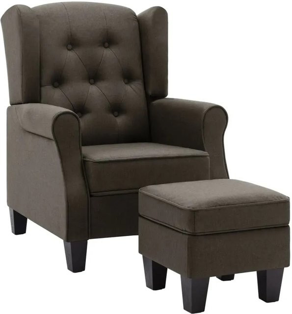 vidaXL Sessel mit Fußhocker in Beige aus Stoff mit modernem Design - Bild 1