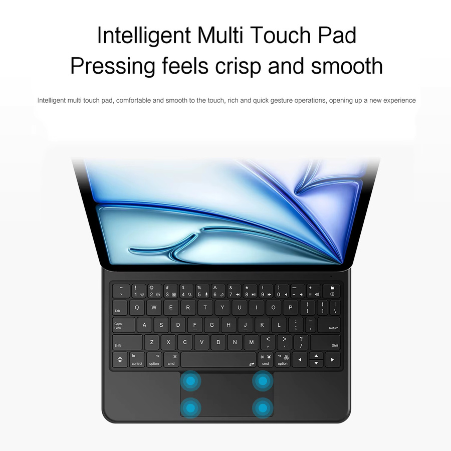 AJIUYU Intelligente Pogo-Pin-Tastaturhülle mit Trackpad für iPad Air 11 2025 M3, iPad Air 6 11 2024, Pro 11 2018-2024, Air 4 und Air 5 in Weiß - Bild 3