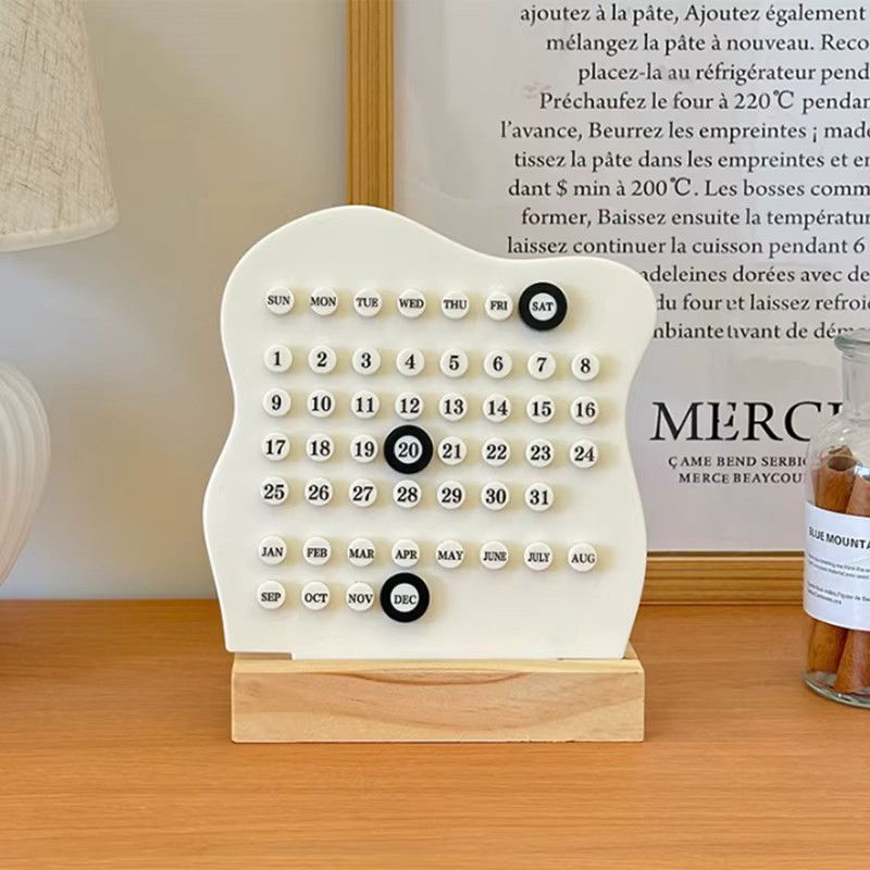 Ewiger Montessori Kalender aus Holz von CHENJ in Schwarz mit einstellbarem Wochen, Monats und Datumsdisplay für dein Home Office - Bild 1