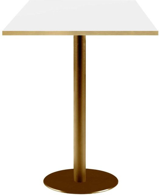 RestooTab Stehtisch Rome quadratisch in Weiß und Goldmetallic mit Messingkanten, B/T/H: 60 x 60 x 113 cm - Bild 1