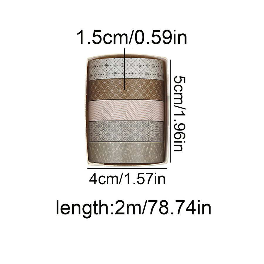 Washi Tape 5er-Rollenpaket Multicolor aus Papier für Scrapbook und DIY-Basteldekoration - Bild 2