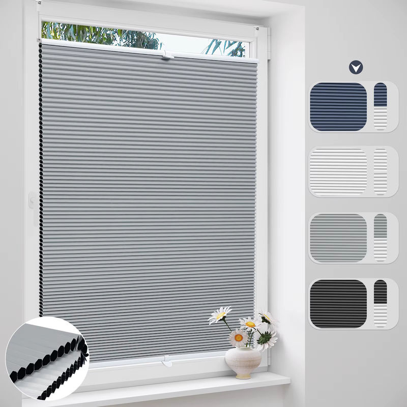 WOLTU Wabenplissee Verdunkelungsrollo ohne Bohren, Grau, B: 120 cm, H: 50 cm - Bild 3