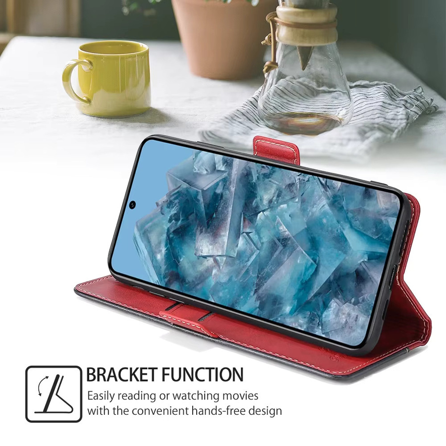Magnetische Leder-Klapphülle mit Kartenfächern als Brieftaschen-Handyhülle für Google Pixel 8 7 6 Pro 5 4 XL und 8A in Braun oder Rot - Bild 3
