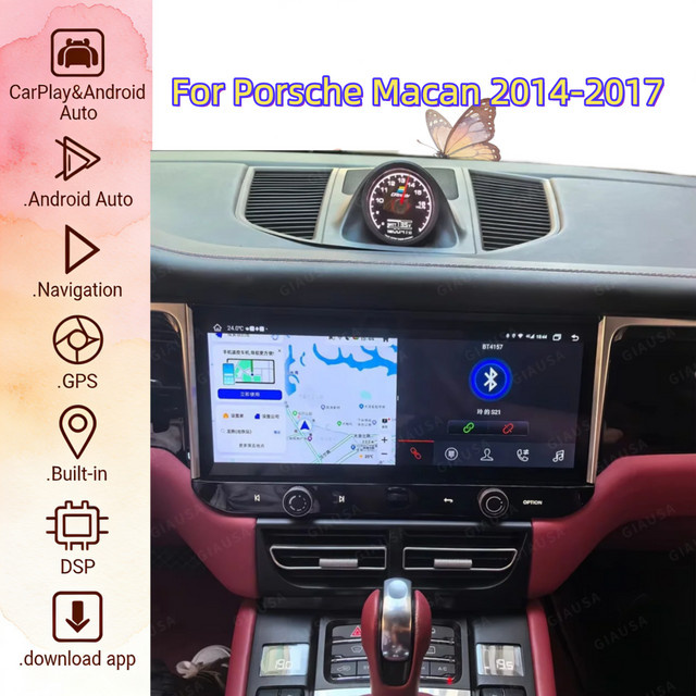 YANFU Android 13 Multimedia Autoradio Head Unit mit 12,3 Zoll Touchscreen und GPS für Porsche Macan 2014-2017, Schwarz - Bild 1