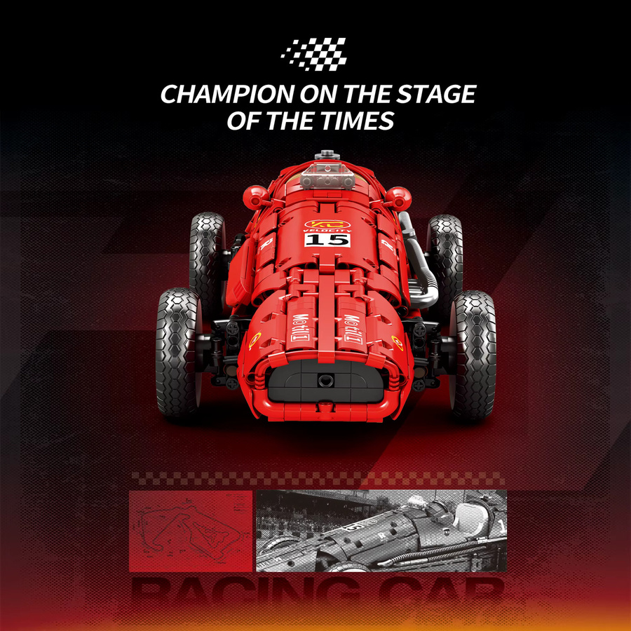 Technische Retro Formel 500 Racing Auto Bausteine, Rot, 1809 Teile - Bild 2