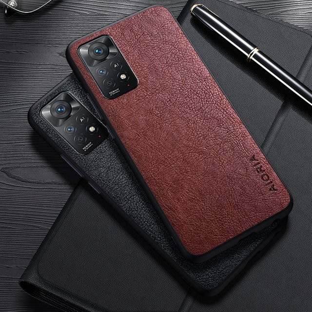 Luxus Leder Business Schutzhülle für Xiaomi Redmi Note 11 Pro Plus 4G 5G und Redmi Note 11S in Schwarz - Bild 1