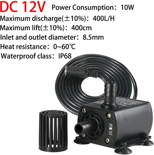 LISM Solar Wasserpumpe DV12V bürstenlos ultra-leise, 400l/h, Schwarz - Bild 1