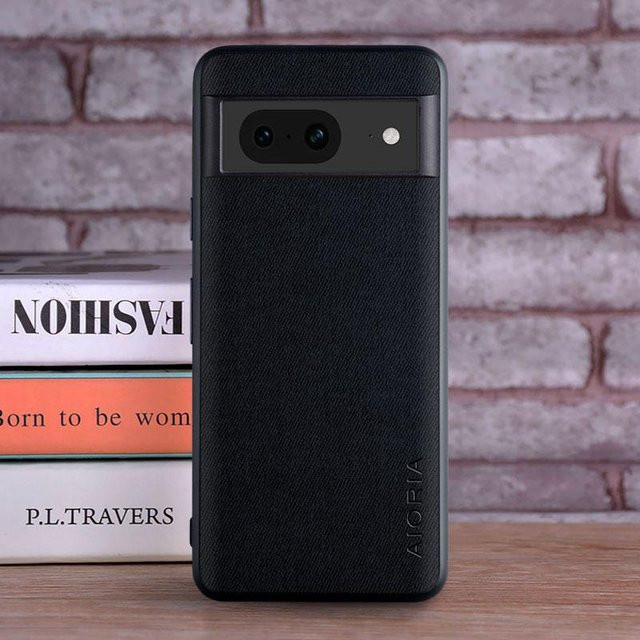 Luxus Textil-Leder Handyhülle für Google Pixel 8 Pro 7 7A 6 6A 5 5A 4 XL 4A 5G aus TPU und PC in Schwarz - Bild 1