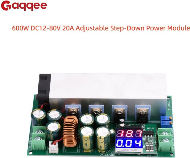 Gaqqee Step-Down-Leistungsmodul 600 W, DC12–80 V, 20 A, einstellbares Konstantstrom- und Konstantspannungsmodul mit Spannungs- und Stromanzeige, multicolour - Bild 1