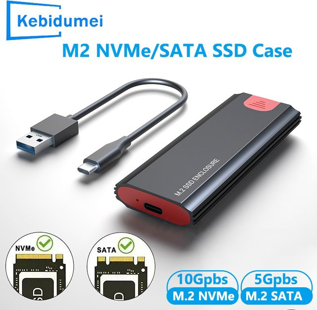Kebidu M.2 SSD-Gehäuse mit Dual Protocol für NVMe und SATA, 10 Gbit/s USB 3.1 Adapter mit USB-C Anschluss für PC und Laptop - Bild 1