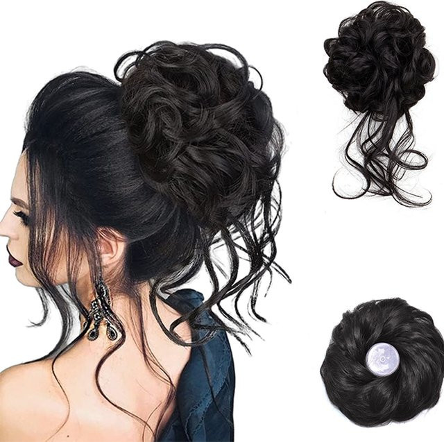 ISIGROSI Haarteile Chignon, 2 Stück, kurze gewellte lockige Synthetik, Damen - Bild 1