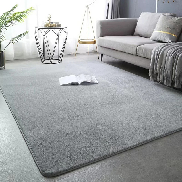 VIKAMA Korallen-Fleece-Teppich in Grau, rechteckiger Teppich für Wohnzimmer und Schlafzimmer - Bild 1