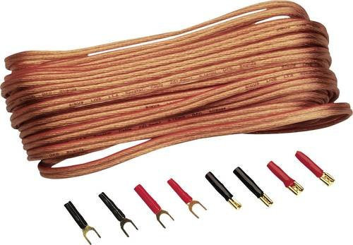 Sinuslive Car HiFi Lautsprecherkabel-Set 2 x 1,5mm² in Transparent/Rot mit 10,00 m Länge und Steckern - Bild 1