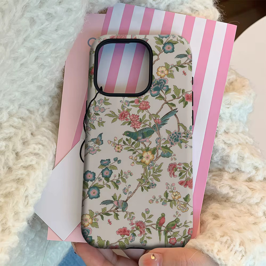 Handyhülle Floral and Bird Paradise für iPhone 17 16 15 14 13 12 11 Pro Max Plus mit doppelschichtiger Rückseite in Multicolour - Bild 3