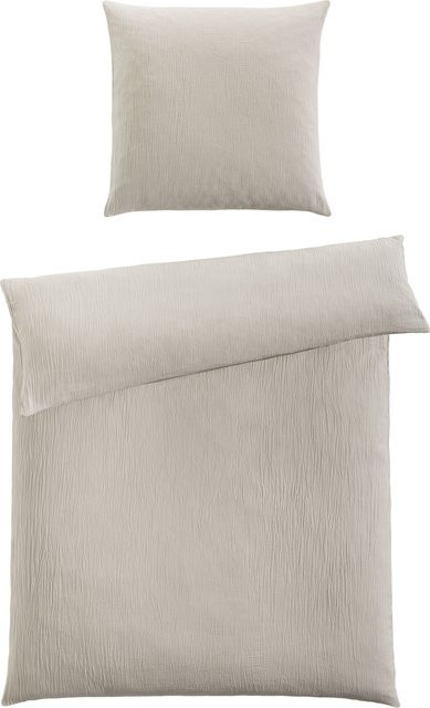 Bettwäsche Muselin von casa NOVA in Greige, Material: Baumwolle, B/H: 155 x 220 cm - Bild 1