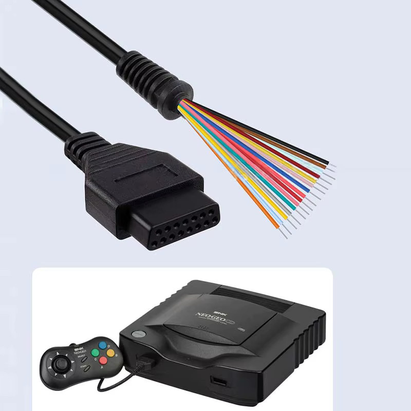 SNK NEO Geo CD Gamepad-Verlängerungskabel 15-Pin in Schwarz für Retro-Spielkonsolen - Bild 2
