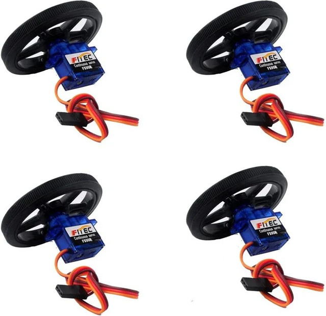 Feetech FS90R 360-Grad-Mikroservomotor mit kontinuierlicher Drehung, RC-Reifenrad, Set - Bild 1