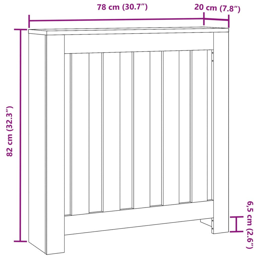 vidaXL Heizkörperverkleidung in Betongrau mit modernem Latten-Design aus Holzwerkstoff, B/T/H: 78 x 20 x 82 cm - Bild 2