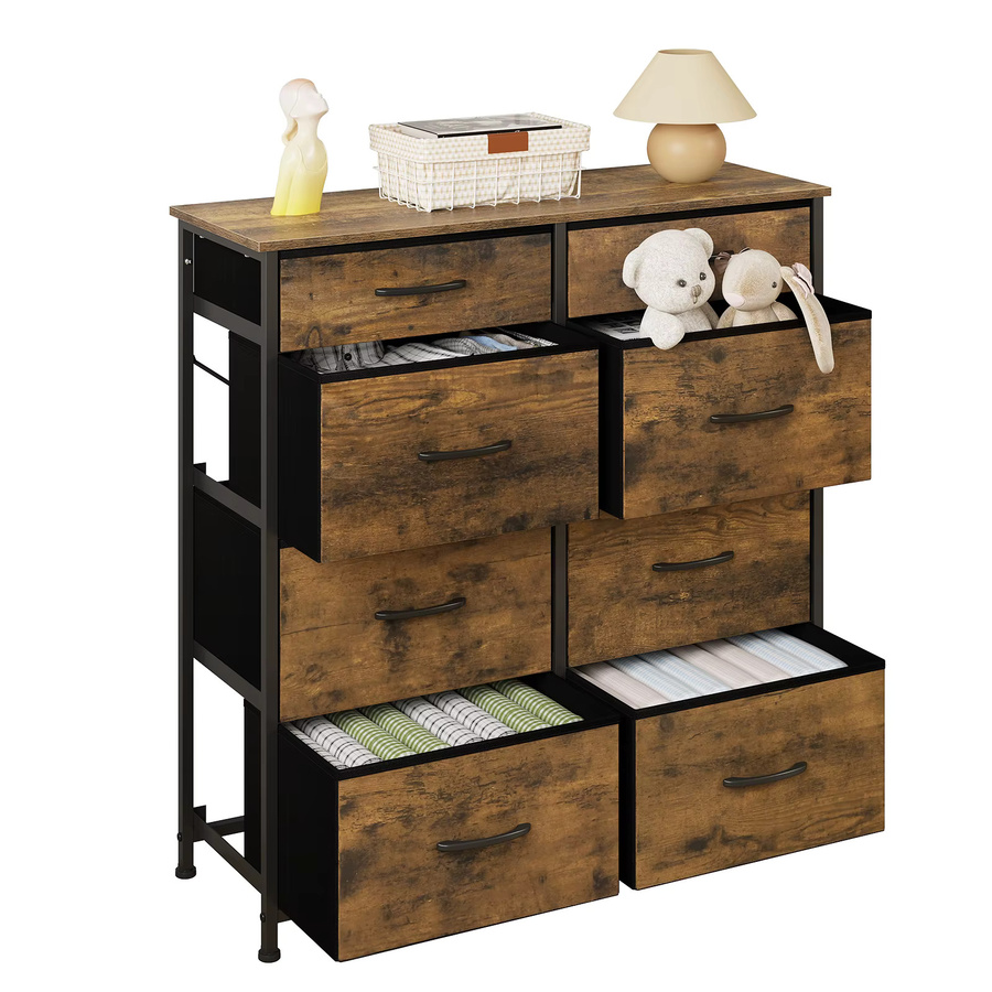 WOLTU Sideboard als Kleiderschrank und Schubladenschrank mit 8 Stoffschubladen in Vintage Brown für Wohnzimmer, Schlafzimmer oder Flur - Bild 2