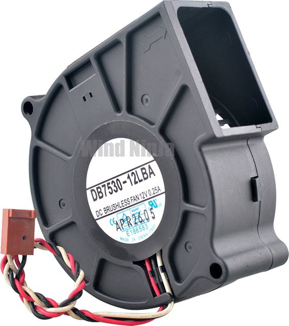 ANCHAOPU Radialventilator DB7530-12LBA Gehäuse Lüfter Schwarz B/T/H: 75 x 75 x 30 mm DC12 V 0,25 A 3-polig mit Doppelkugellager - Bild 1