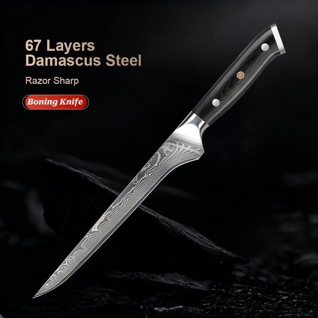 Baovim Ausbeinmesser aus japanischem Damaszener Stahl, 6 Zoll, Silber - Bild 1