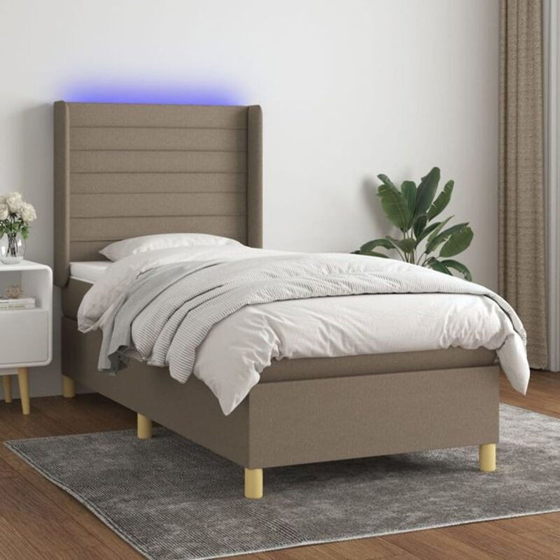vidaxl Boxspringbett mit Matratze in Taupe aus Stoff, B/T: 90 x 190 cm - Bild 1