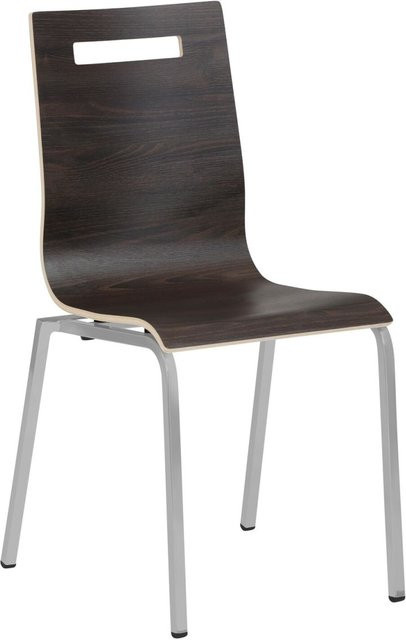 Mayer Sitzmöbel Stapelstuhl Besucherstuhl aus Holz und Metall, Braun/Silber, B/T/H: 53 x 55 x 87 cm - Bild 1