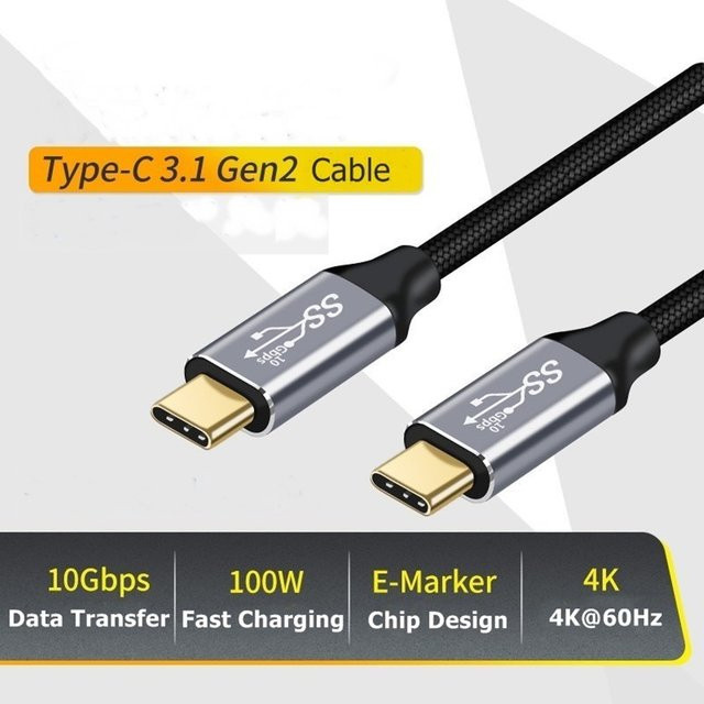 CableDeconn USB C 3.1 Gen 2 Kabel in Schwarz mit 10 Gbit/s Datenübertragung, 4K-Videoausgang und 100 W PD-Schnellladefunktion - Bild 1